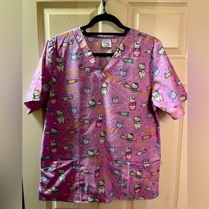 Hello Kitty Dental Scrub Top, Size S, Lavender